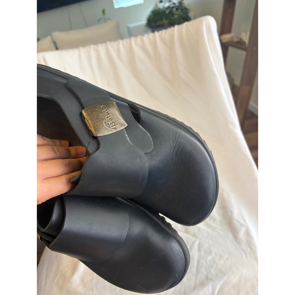 Betula by Birkenstock Mens 41 Black Leather Clogs Professional Slip On Shoes - Picture 7 of 7